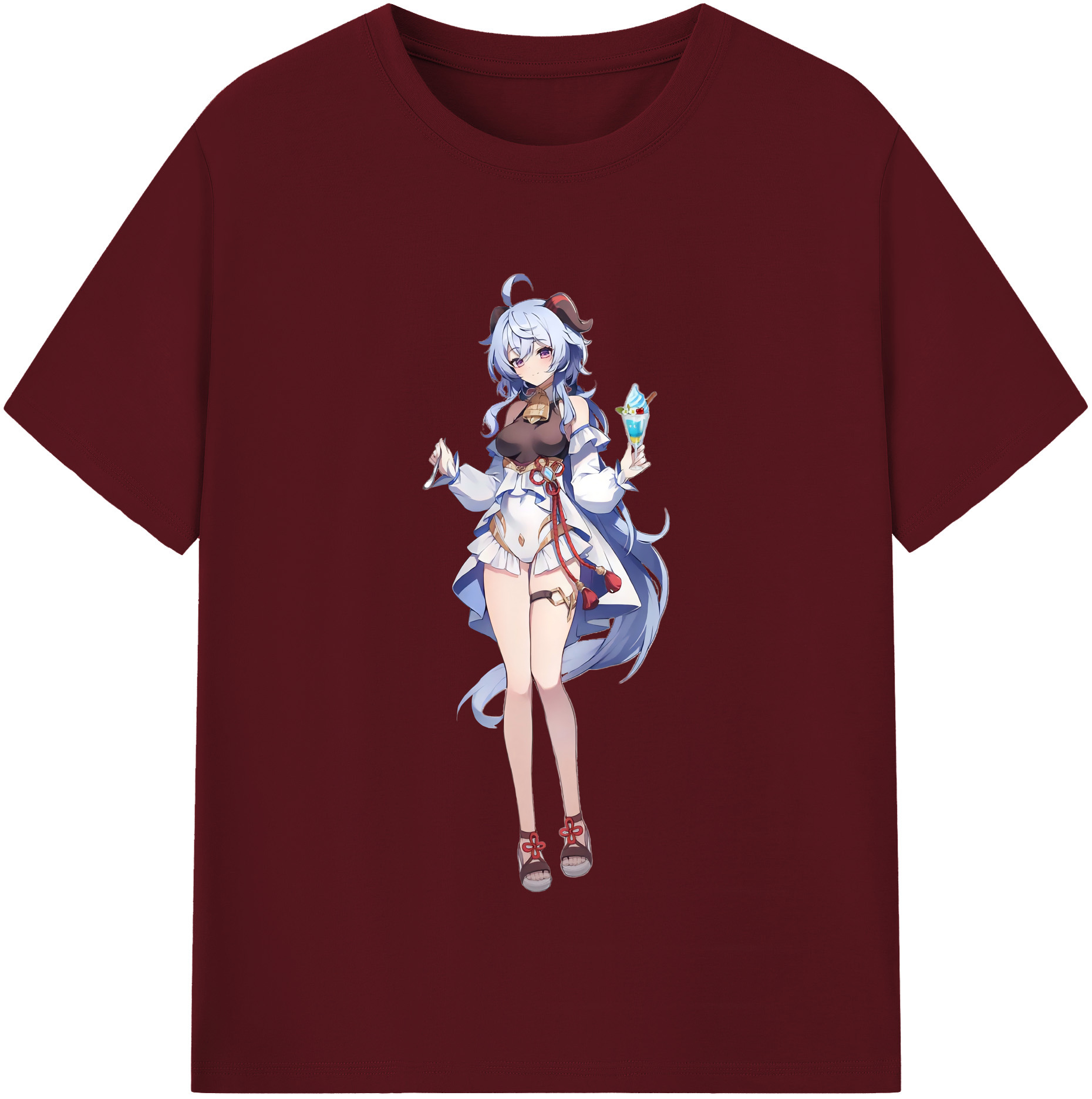 げんし神 甘雨 かんう genshin Ganyu 綿100％半袖Tシャツ（フロントプリント）